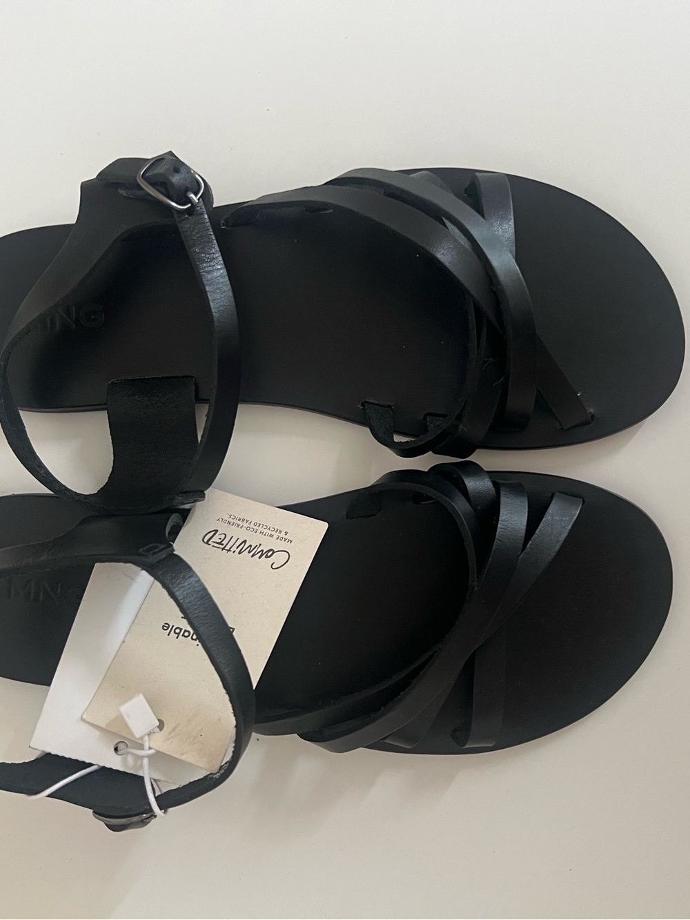 MANGO Girls Leather Black Strappy Ankle-Sandal